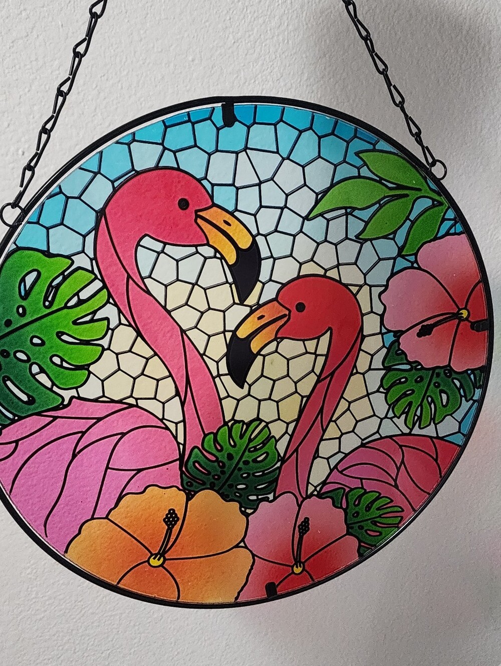 Pink Flamingo Mosaic Wall Art Hanging